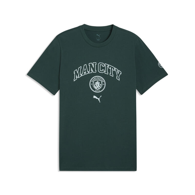 Tricou bărbați logo Manchester City Ftblculture, verde închis PUMA