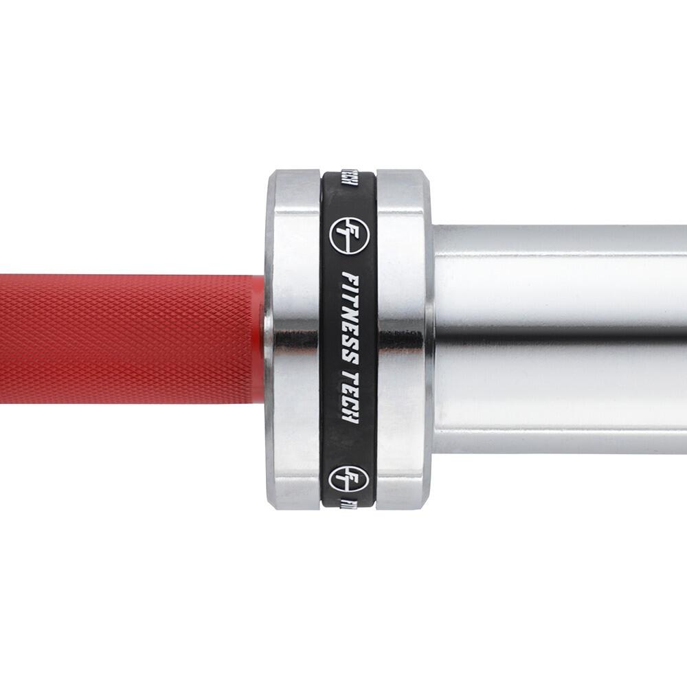 Barre Olympique 2,2m * 50mm 4 Roulements Rouge 365kg Fitness Tech 3/8