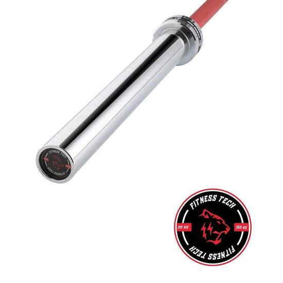 Barre Olympique 2,2m * 50mm 4 Roulements Rouge 365kg Fitness Tech