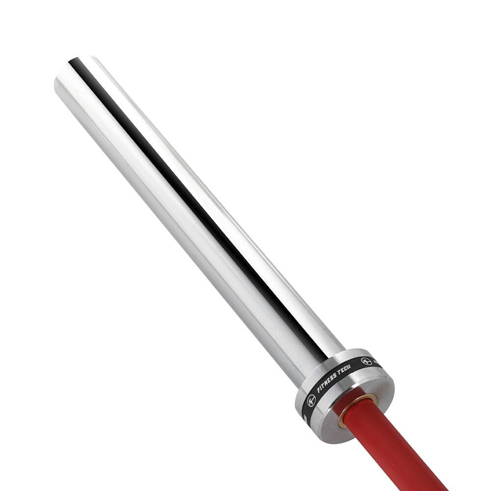 Barre Olympique 2,2m * 50mm 4 Roulements Rouge 365kg Fitness Tech 4/8