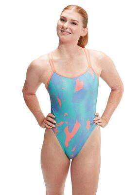 Speedo allover digital starback banana leaf badpak - blauw / roze