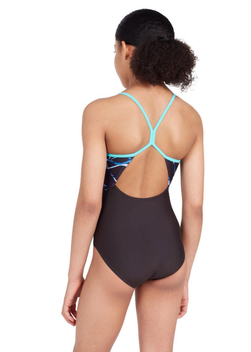 Zoggs Girls Sprintback Costume Rock Wave Taglia UK 26/EU 36 3/6