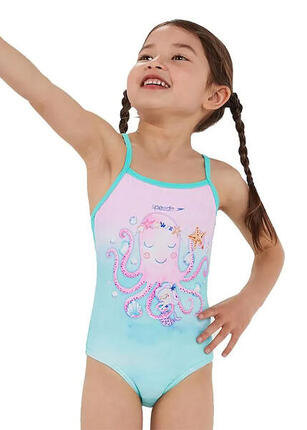 Maillot Speedo fille fines bretelles motif sirène et pieuvre taille 6 ans