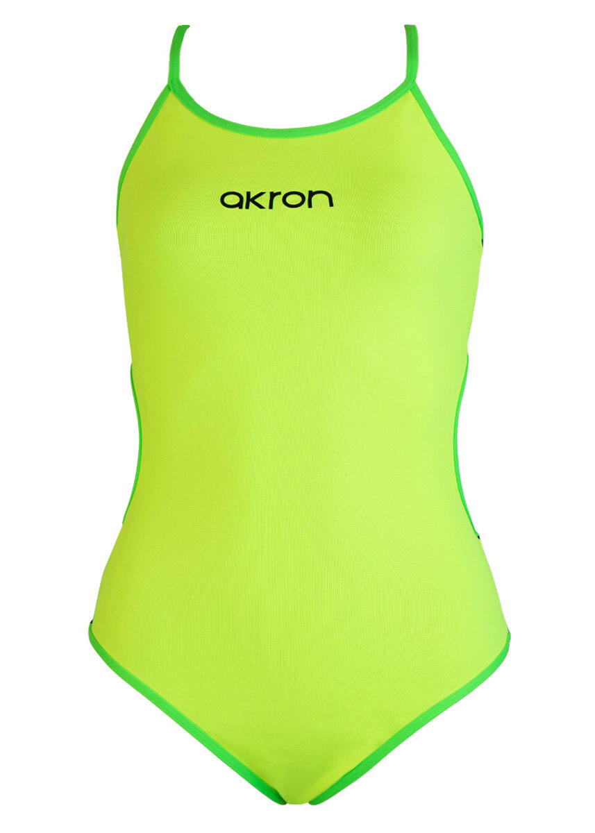 Maillot de bain bicolore Akron Babele fille - Vert fluo/Bleu marine - Taille 32 3/5