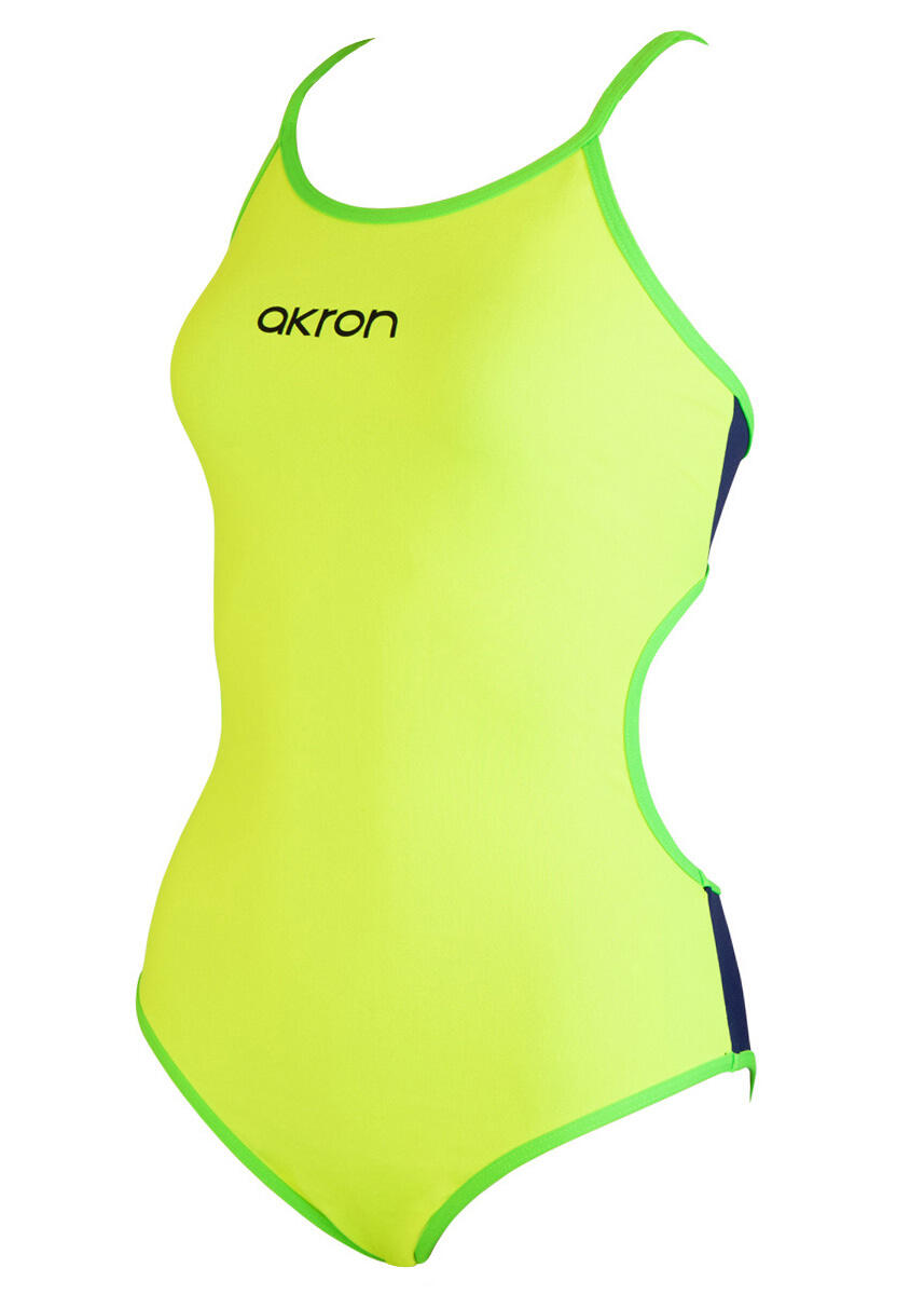 Maillot de bain bicolore Akron Babele fille - Vert fluo/Bleu marine - Taille 32 5/5
