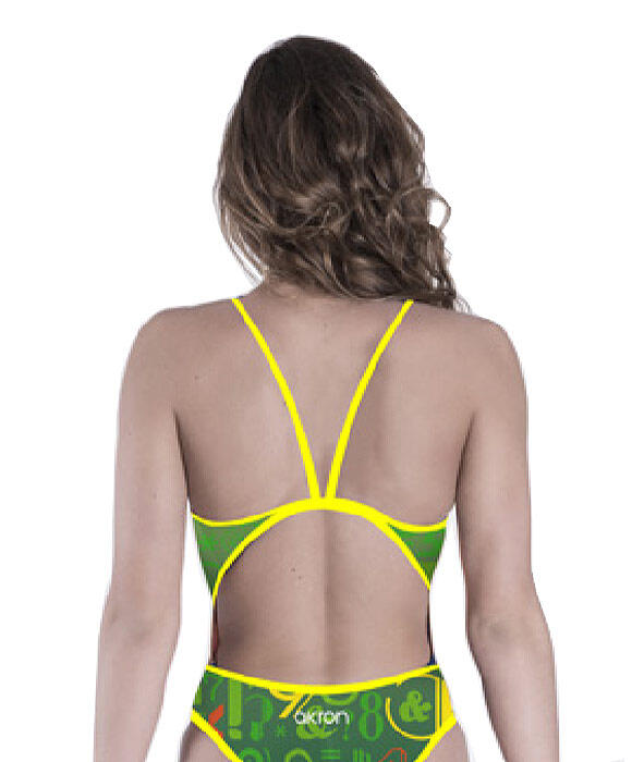 Akron Tony Vintage meisjesbadpak dunne bandjes - Groen - Maat 28 2/4
