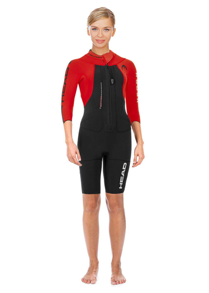 Shorty SwimRun HEAD Donna - Nero/Rosso XS 3/4