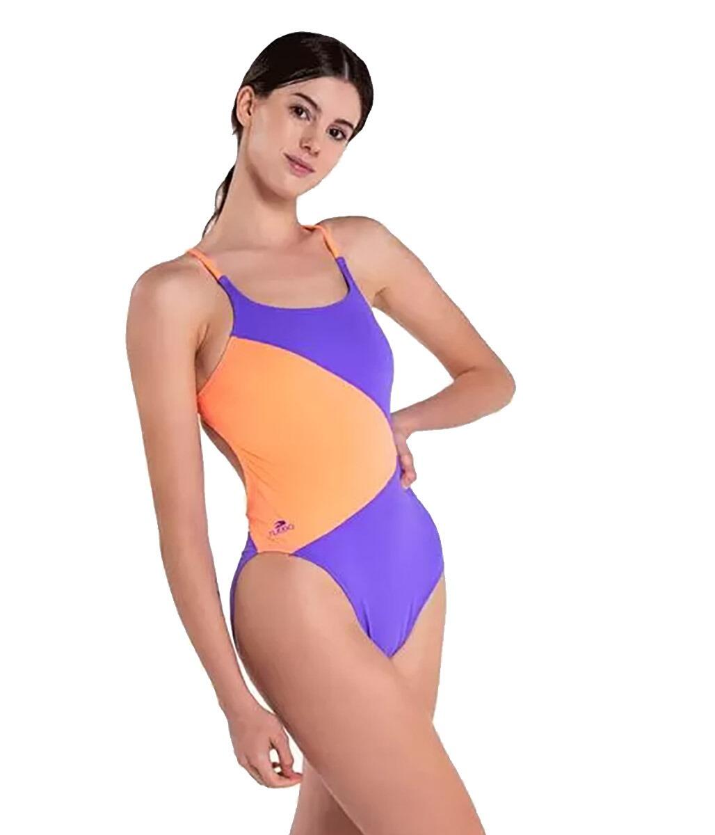 Fato de banho mulher Turbo Island Roxo/Laranja Tamanho UK36 5/6