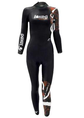 Dames synthetisch wetsuit in wit en koraalkleur voor zwemmen en triatlon