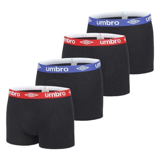 Umbro CLASS4 - Pack de 4 Bóxers para Hombre en Negro, Azul y Rojo