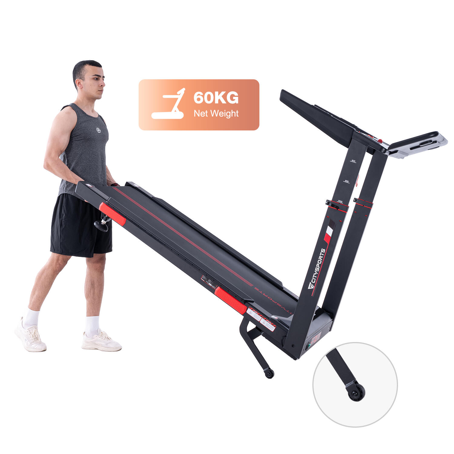 Tapis Roulant CITYSPORTS Nero Inclinazione 16,5km/h-APP- Sistema AI 7/7