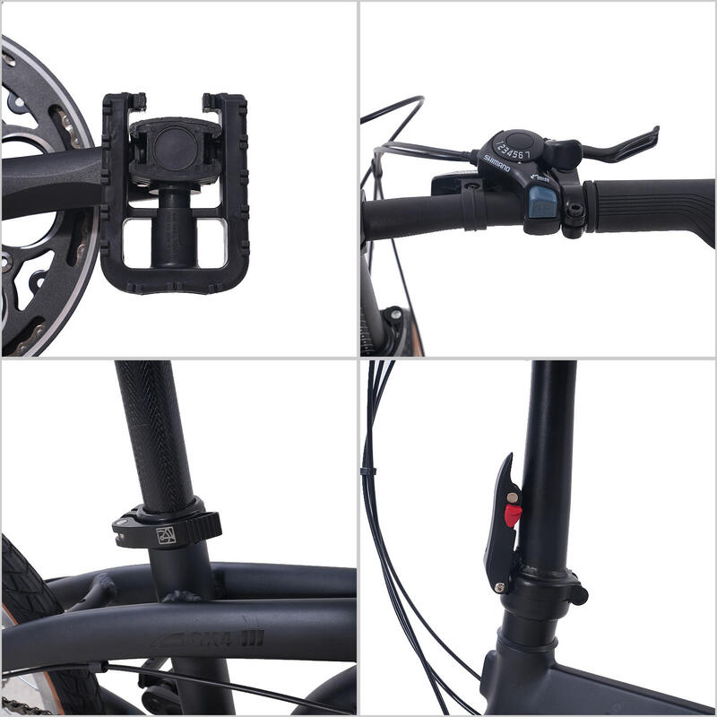 Bicicletă pliabilă 20" RCB GK4, cadru aluminiu, 7 viteze, frâne pe disc, 12+ ani