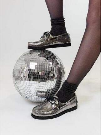 Chaussures bateau femme PHENISE Python beige