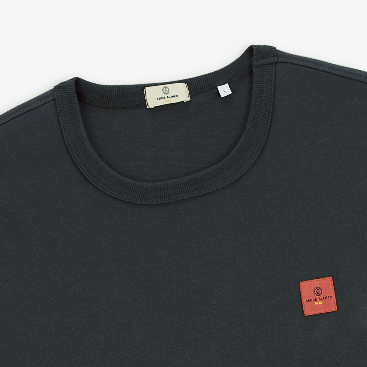 T-shirt girocollo grigio antracite in cotone con stampa drago sul retro 4/6
