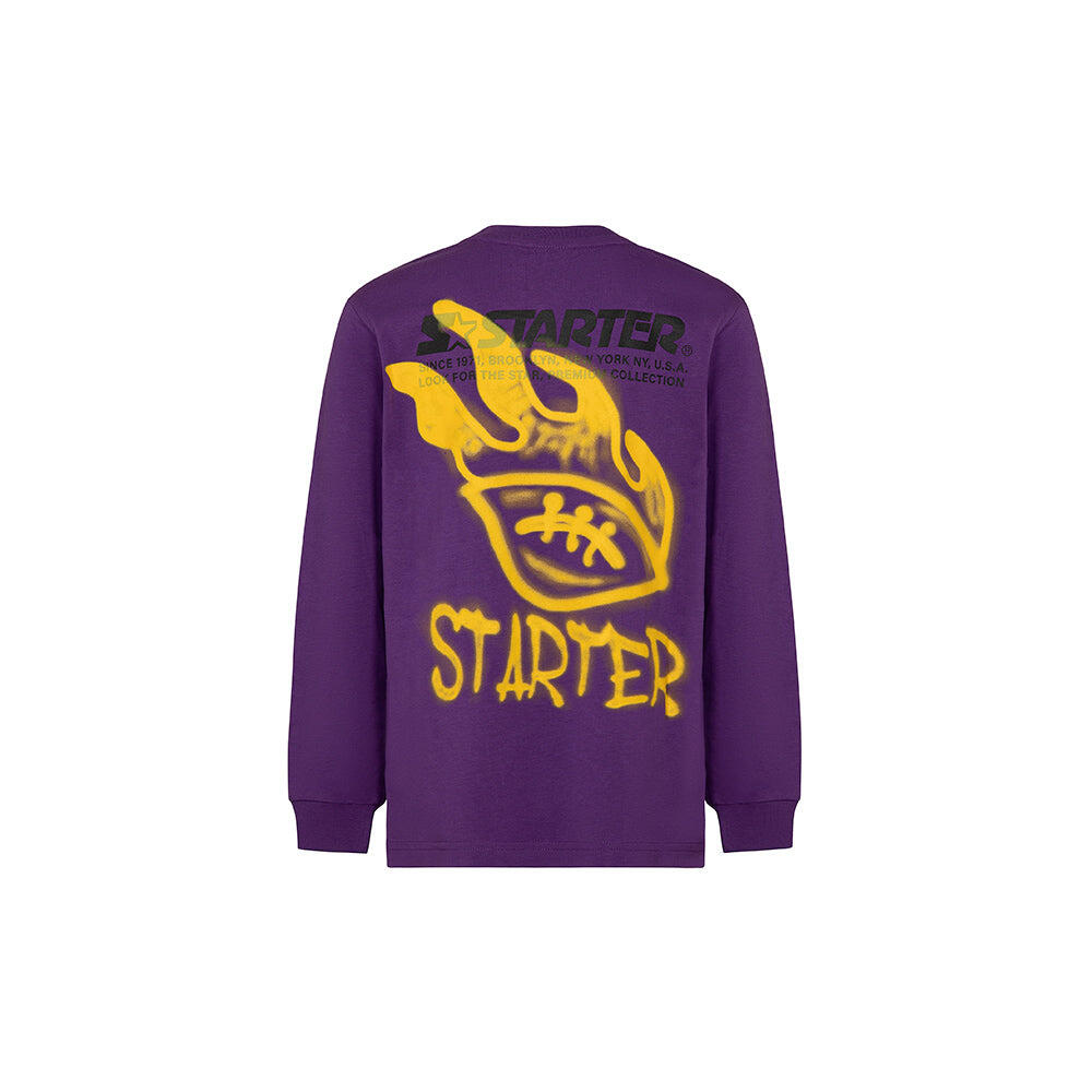 Long Sleeve “USA!” Viola – Stampa Spray Gialla Retro Football 2/4