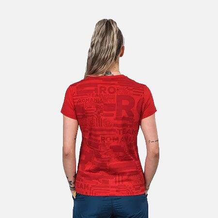 Tricou bumbac TeamRomania20 Rosu Feminin