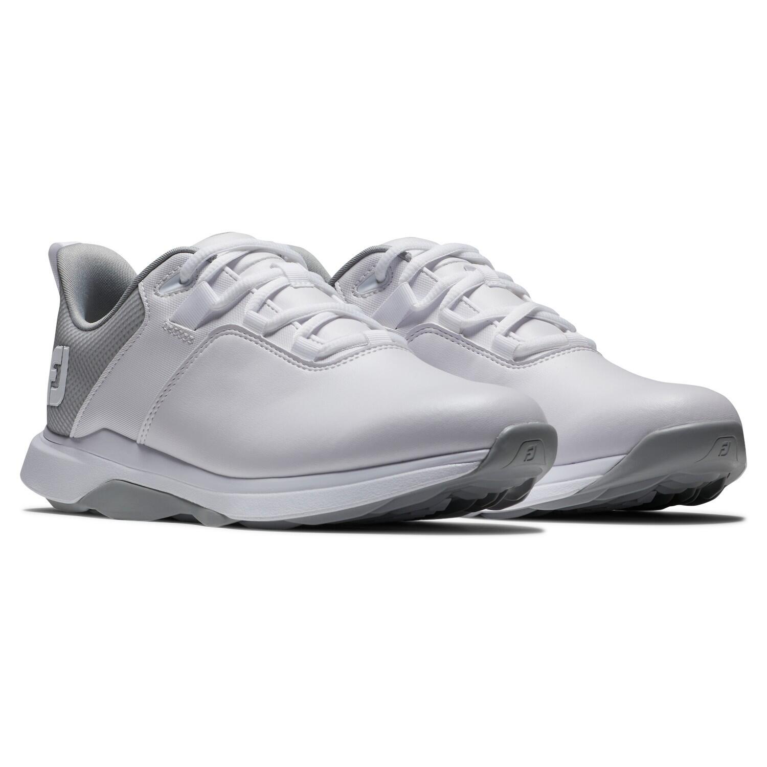 Zapatos Golf Footjoy Prolite Mujer Blanco y Gris 3/4