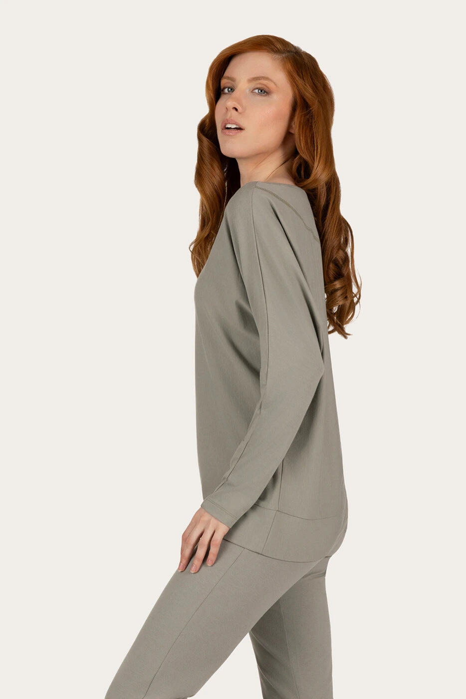 Loosefit batwing Budhi Longsleeve Yoga en Pilates Shirt - Kiezelgrijs 2/5