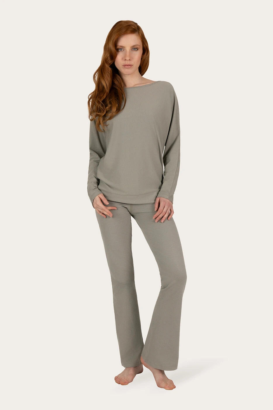 Loosefit batwing Budhi Longsleeve Yoga en Pilates Shirt - Kiezelgrijs 4/5
