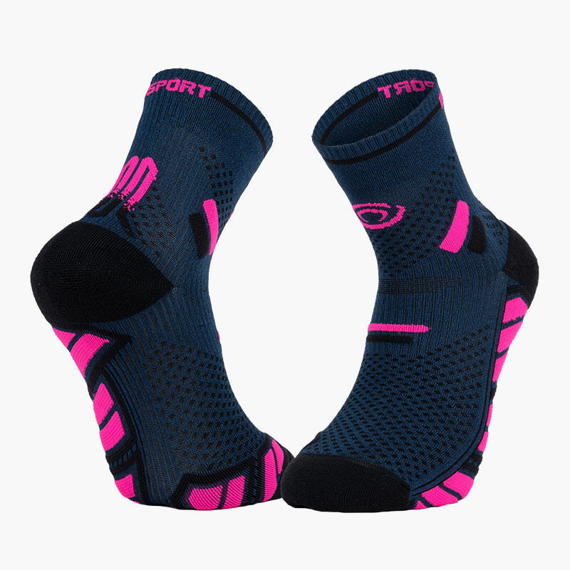 Chaussettes TRAIL ULTRA MID Bleu/Rose 1/4
