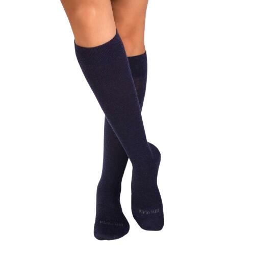 Skarpety uciskowe 3/4 z wełny merynosów, ciemnoniebieskie