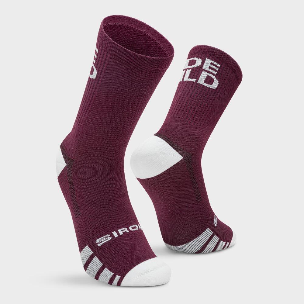 Calcetines caña media gravel ciclismo Hombre y Mujer GS2 Burgundy Rojo 6/6