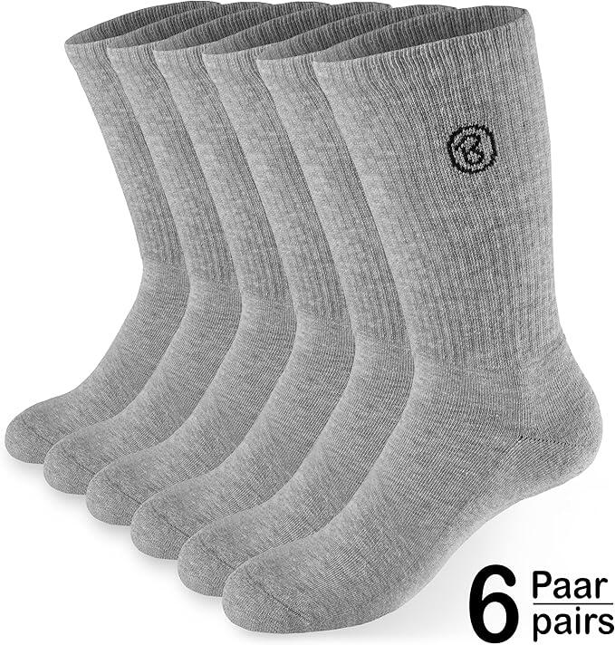 BRUBAKER 6 paires chaussettes tennis et sport unisex rétro respirantes 4/5