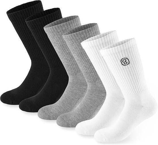 BRUBAKER 6 paires chaussettes tennis et sport unisex rétro respirantes