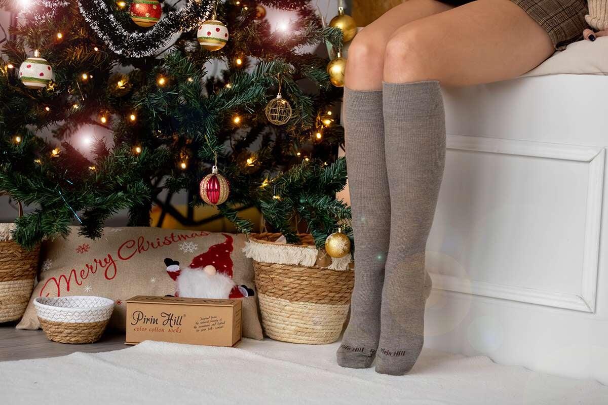 Chaussettes longues compressives 3/4 en laine mérinos 5/7