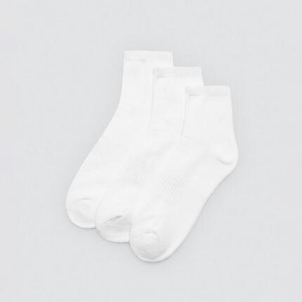 Lot de 3 chaussettes de sport en éponge blanches