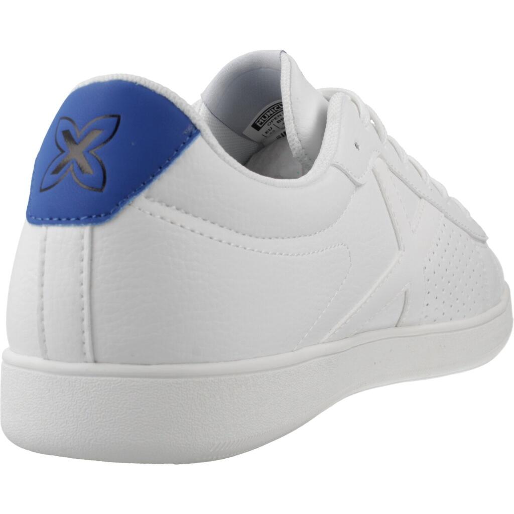 MUNICH OPEN 02 Zapatilla Minimalista Urbana en Piel Blanca con Detalle Azul 3/5