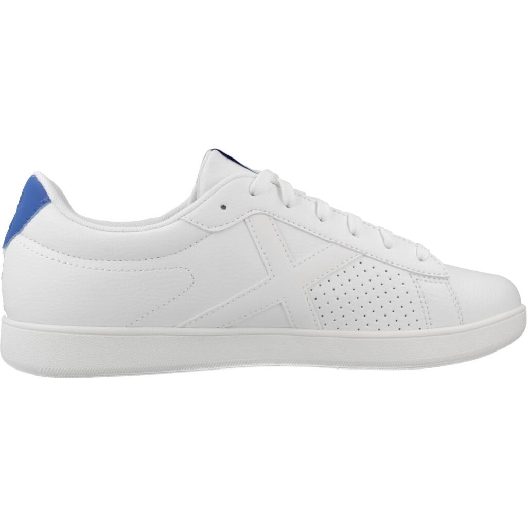 MUNICH OPEN 02 Zapatilla Minimalista Urbana en Piel Blanca con Detalle Azul 4/5