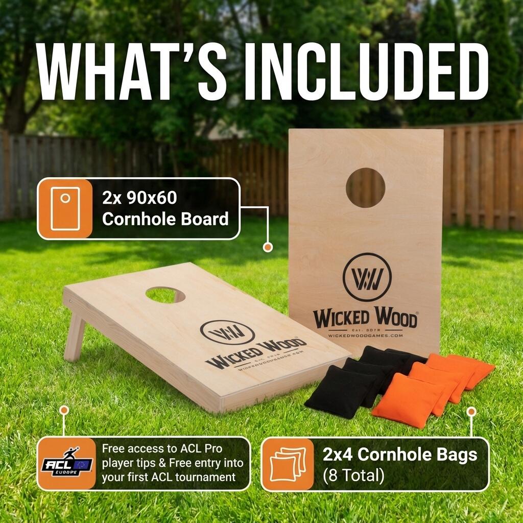 GoSports Set da gioco per cornhole da 6,5 x 2,5 m, include 2 tavole da viaggio in legno di alta qualità e 8 mini sacchetti per fagioli stick e slide, multicolore