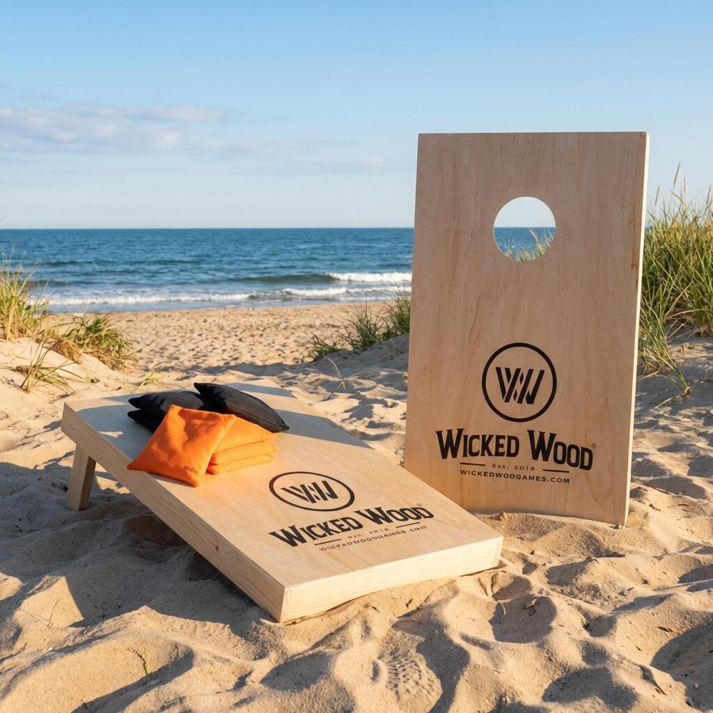 Wicked Wood Ensemble de Cornhole ACL REC 90x60 cm en bois massif, sacs inclus 3/7