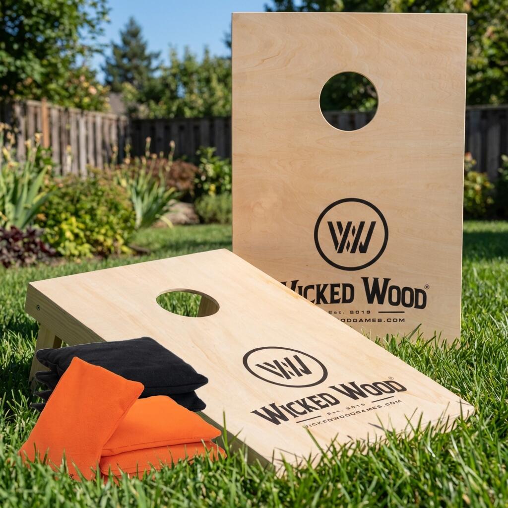 Wicked Wood Ensemble de Cornhole ACL REC 90x60 cm en bois massif, sacs inclus 2/7