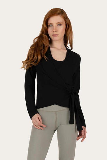 Veste de yoga cache-cœur Aurora – Noir Onyx