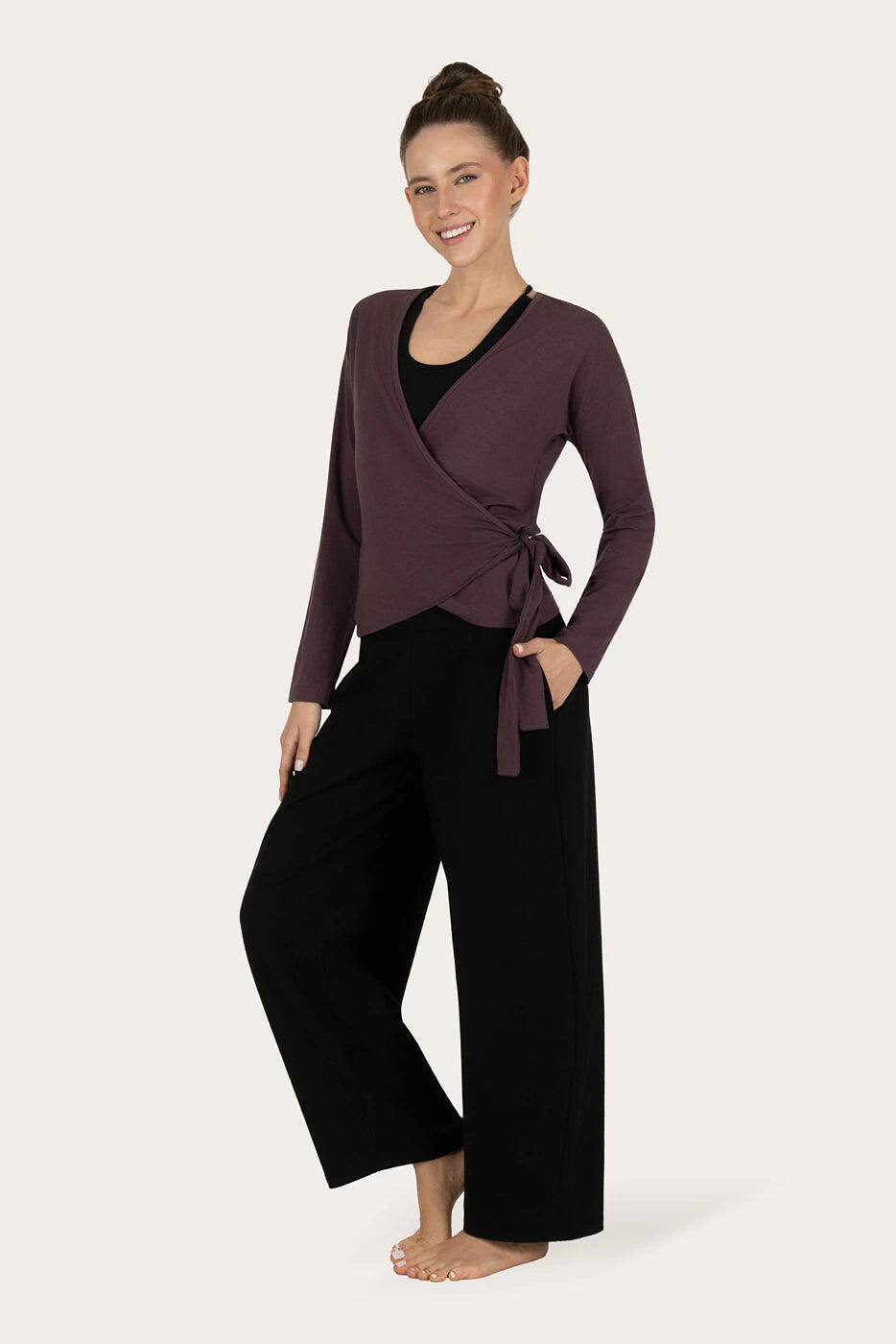 Veste de yoga cache-cœur Aurora – Mauve 4/5