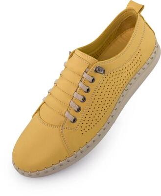 Nell perform leren damessneakers geel