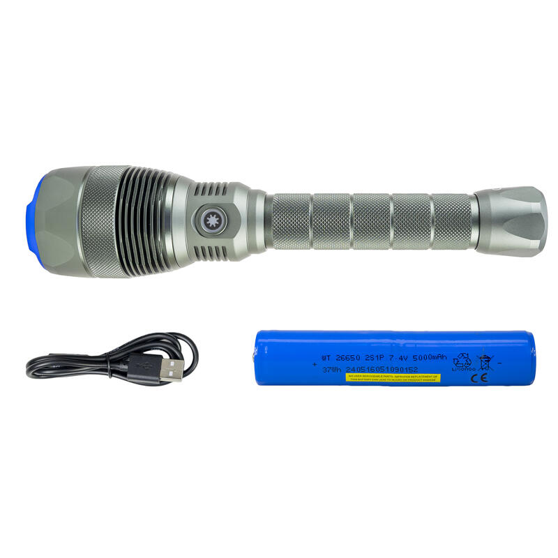 Lanternă LED 138W, 12000 lm, zoom, 250 m, IPX7, acumulator 5000 mAh
