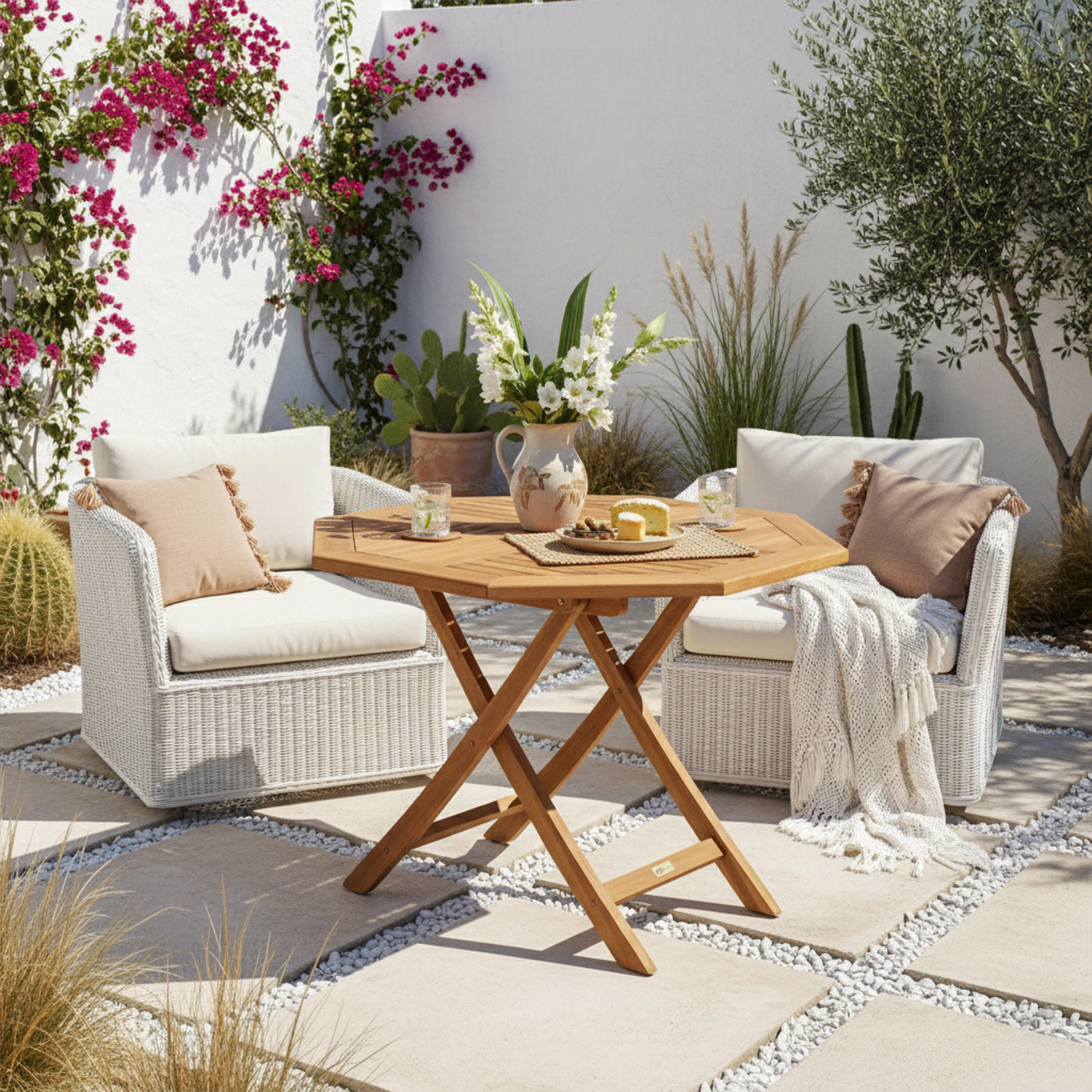 Table de jardin en Teck - AXI Sana - Pliable - 100 x 100 x 75 cm 3/4