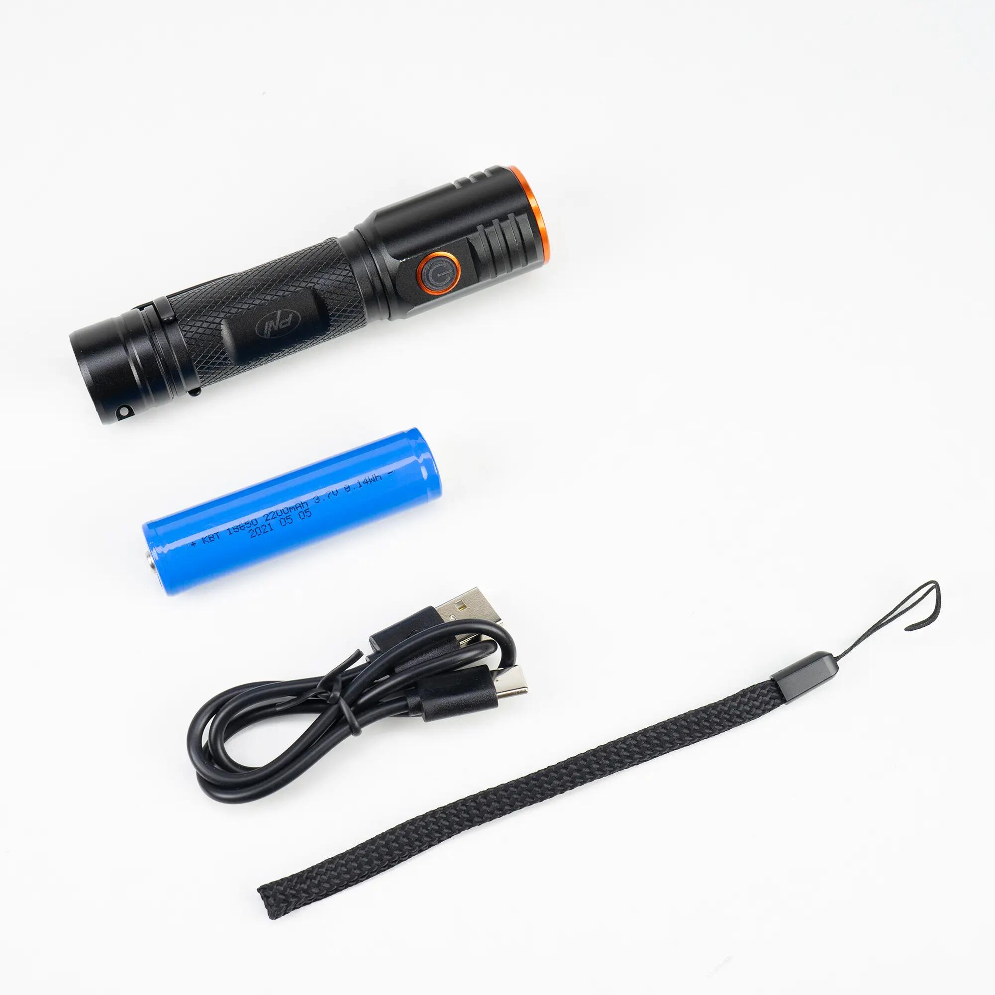 Lampe de poche LED PNI Adventure F650 20W, 2000lm, aluminium, IPX6, batterie inc 5/6
