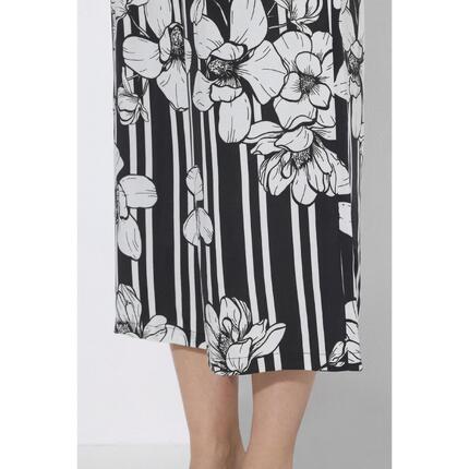 Damskie Spodnie palazzo paski z motywem kwiatów szeroka nogawka elastyczny pas