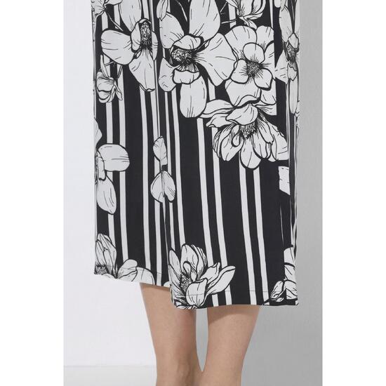 Damskie Spodnie palazzo paski z motywem kwiatów szeroka nogawka elastyczny pas