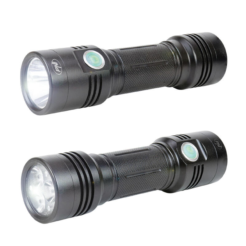 Lanternă dublă aluminiu 4 LED, 3 moduri, acumulator 4000 mAh, micro USB