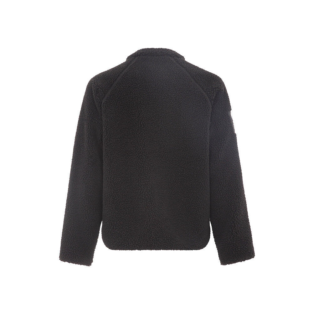 Giacca in pelliccia sintetica con zip e taschino in nylon NERO 3/6