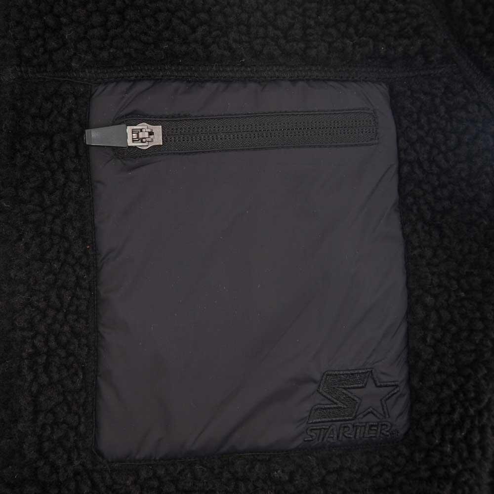 Giacca in pelliccia sintetica con zip e taschino in nylon NERO 2/6