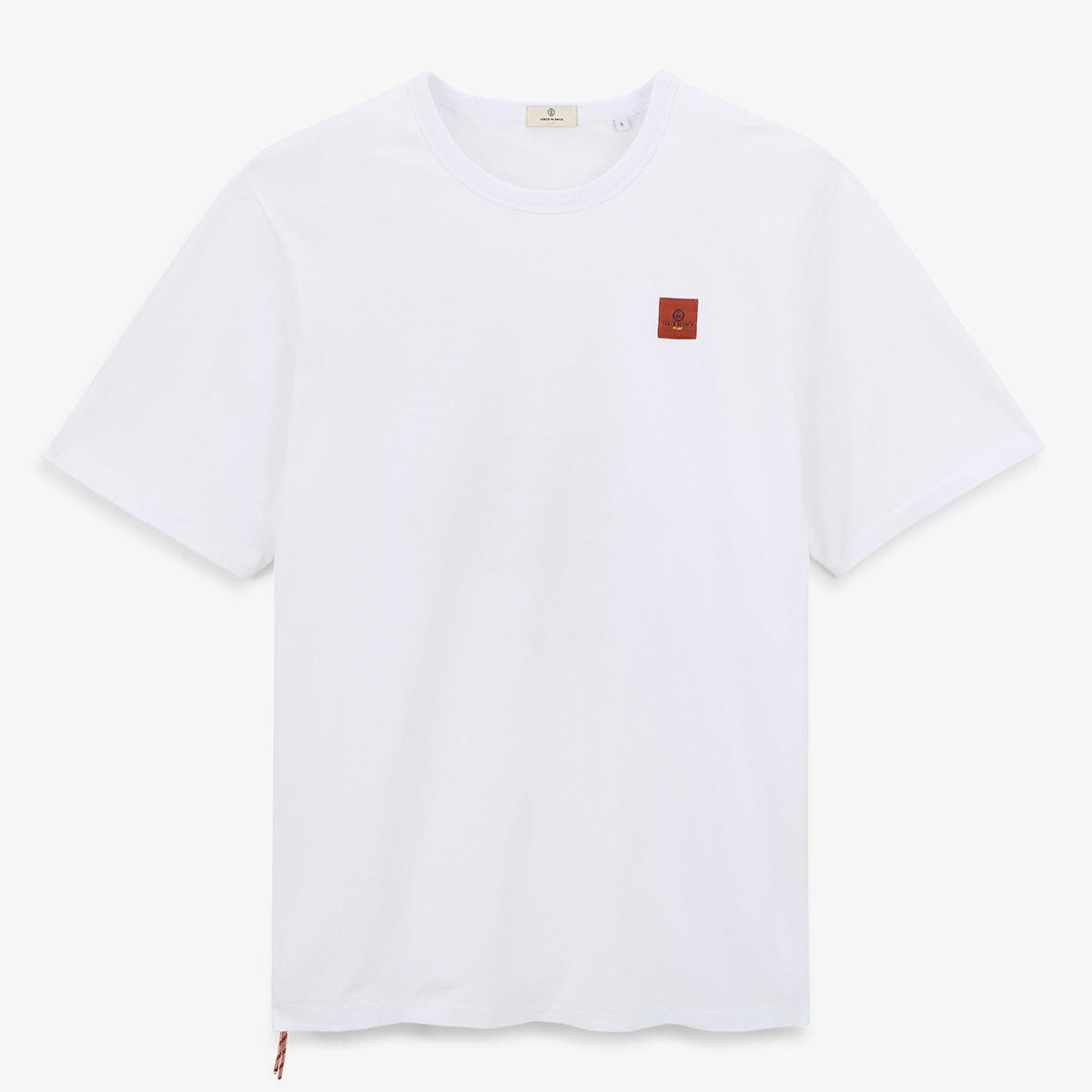 T-shirt girocollo bianca in cotone con stampa polpo sul retro 3/6
