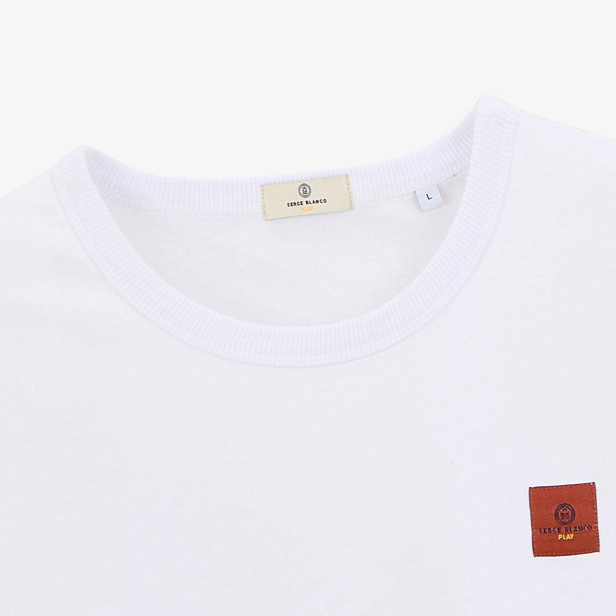 T-shirt girocollo bianca in cotone con stampa polpo sul retro 5/6