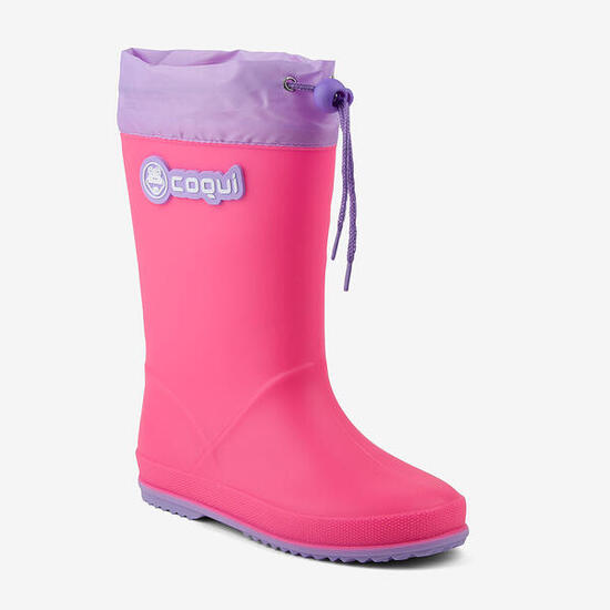 Bottes de pluie enfant Coqui avec col ajustable rose