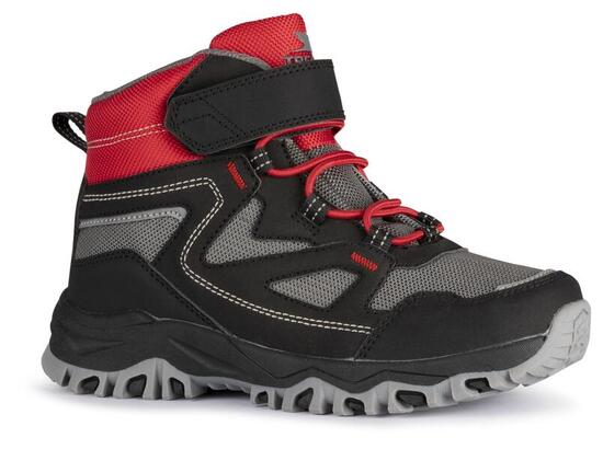 Trespass Adair Chaussures de Randonnée Enfant Imperméables Noir/Rouge